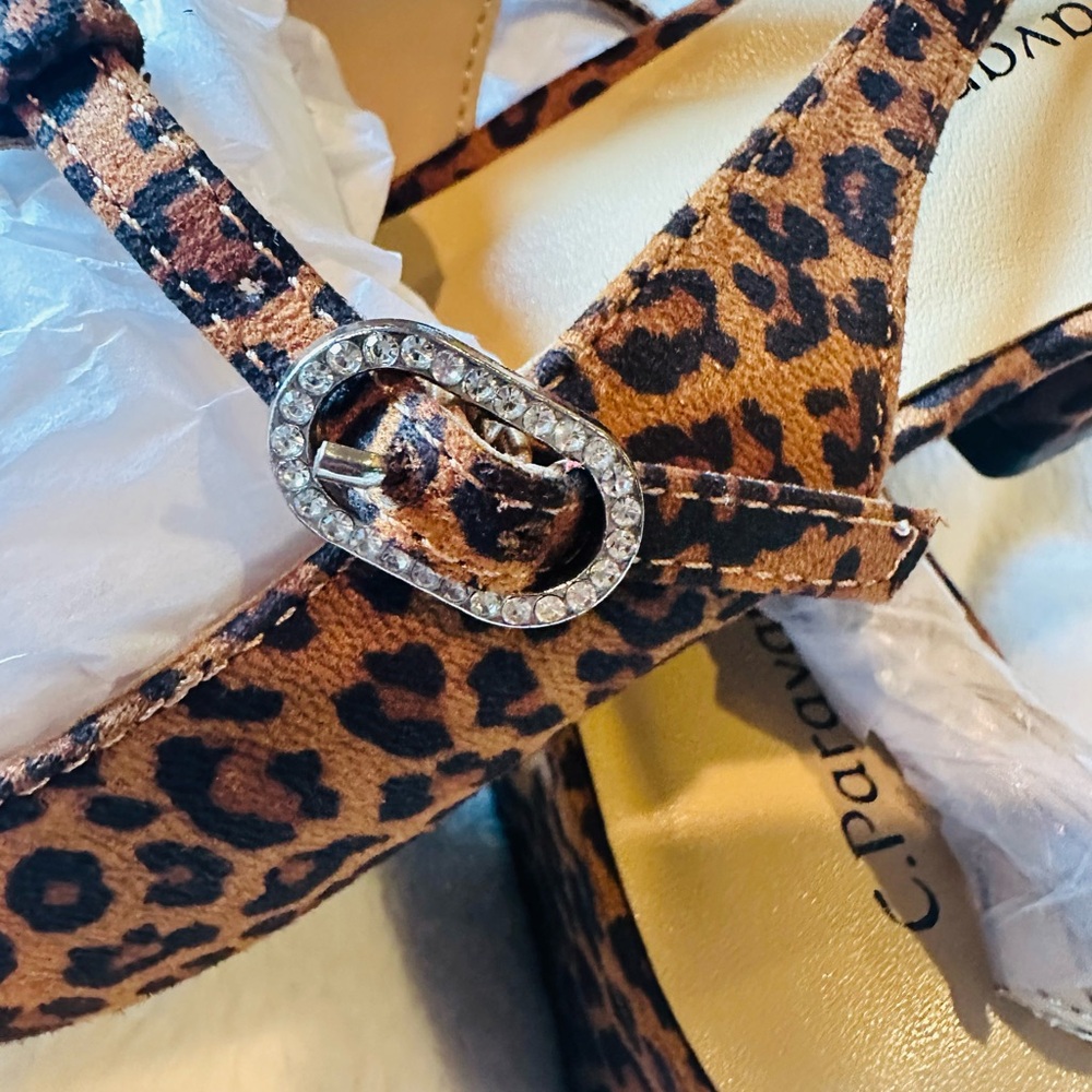 C. Paravano Square Toe Slingback Flats Leopard Print Mary Jane Sz#EU38.5 US#8 - Picture 12 of 12